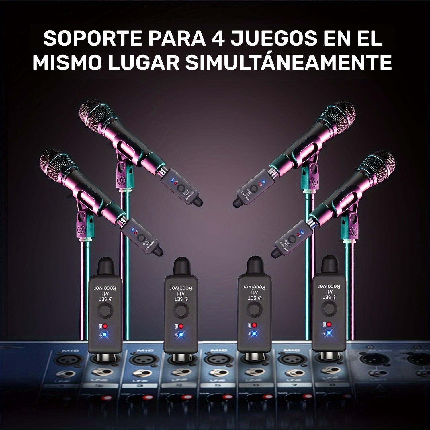 Conjunto de transmisor y receptor de micrófono inalámbrico 2.4Ghz, sistema inalámbrico XLR con 2 transmisores, recargable por USB, carga tipo-C, batería, diseño compacto para actuaciones en vivo y grabación, sistema de micrófono inalámbrico, equipo de au