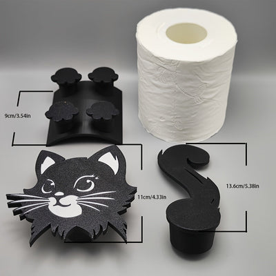 Soporte para papel higiénico de gato negro, compatible con tubos de 38mm-41mm/1.50in-1.57in, el papel higiénico en la imagen es solo ilustrativo, producto no incluye papel