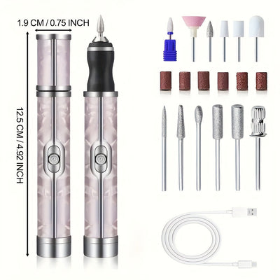 Kit de uñas eléctrico USB, con 4 velocidades, incluye 18 cabezas intercambiables. Ideal para uñas de gel DIY, cuidado de pies, pulido y eliminación de uñas de acrílico. Incluye herramientas de manicura y pedicura. Un regalo ideal para cumpleaños o vacaci