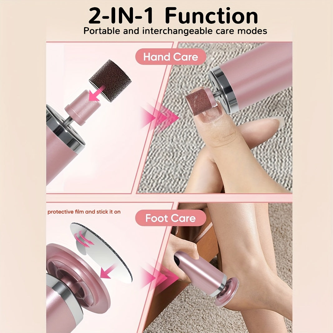 Removedor eléctrico profesional de callos y herramienta de pedicura 2 en 1 - Recargable por USB, exfoliación profunda para eliminar piel muerta, portátil y fácil de usar, ideal para el cuidado de piel agrietada y seca, cortador de callos para pies