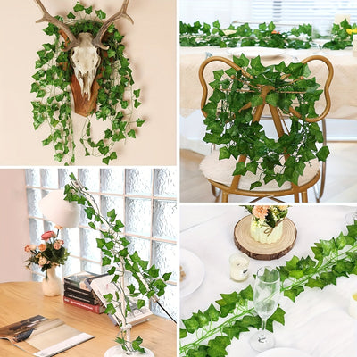12pcs Enredaderas Artificiales de Hiedra, Guirnalda de Hojas Colgantes de Plantas de Hiedra para Decoración de Pared de Habitación, Jardín, Oficina, Boda, Guirnalda de Hojas de Hiedra Verde para Colgar en la Pared, Decoración de Jardín para el Hogar, Fal