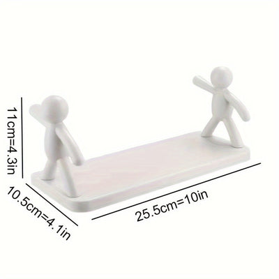 Estante de Pared Versátil sin Taladro - Diseño Humanoid, Perfecto para Baño, Sala de Estar, Dormitorio y Balcón - Plástico Duradero, Sostiene hasta 2.0KG