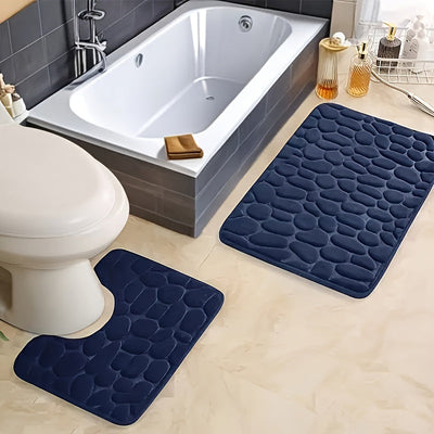 2 piezas de juego de alfombras de baño de espuma de memoria con diseño geométrico, alfombras de lana de coral antideslizantes para baño - Lavables en máquina, ideales para fregadero, bañera, ducha y inodoro, decoración y accesorios de baño, alfombras de