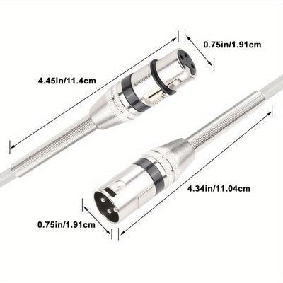 1pc Cable de Audio XLR I-ZCLIVE, Aleación de Zinc 3-Pines Macho a Hembra Forma Plana, Conector Transparente de Alta Calidad para Micrófono y Sistema de Altavoces para Preambules, Estaciones de Radio