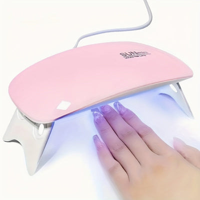 Linterna Portátil Mini para Uñas con 6 Bombillas LED - Rosa y Blanca, Alimentación USB, Diseño Plegable, Ideal para Gel y Secado - Regalo Perfecto para el Día del Padre, Día de la Madre, Halloween, Navidad