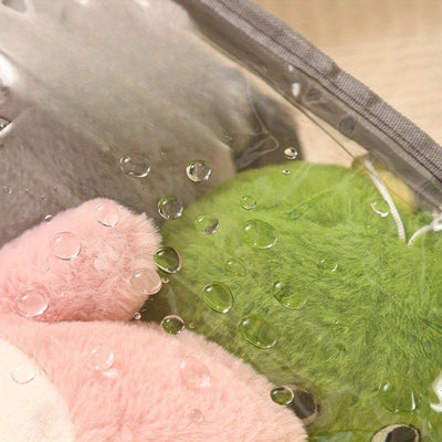 2 piezas de bolsa transparente para almacenamiento de juguetes, caja grande plegable impermeable para muñecos de peluche y bloques de construcción