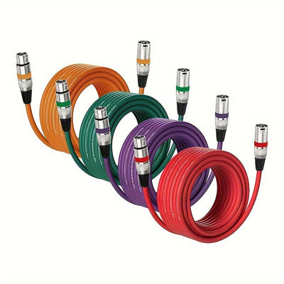 4 cables de audio XLR avanzados multicolor (15.3 metros/50 pies), conector XLR de tres pines, cables de alta fidelidad para micrófonos, mezcladores y sistemas de altavoces, cables XLR balanceados