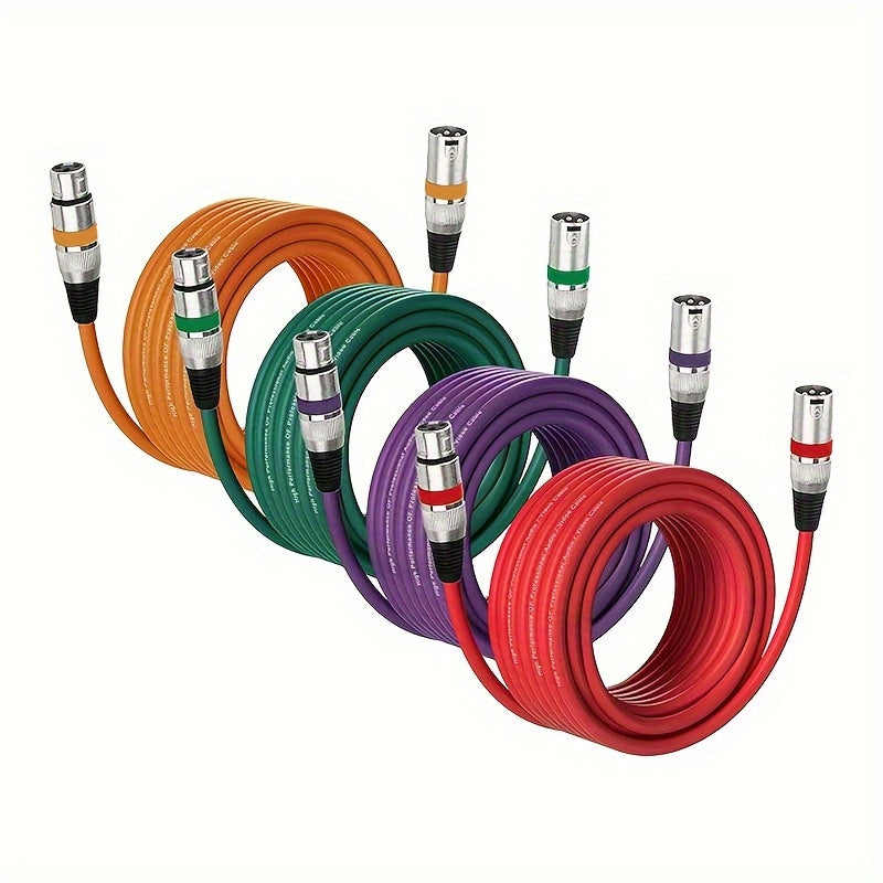 4 cables de audio XLR avanzados multicolor (15.3 metros/50 pies), conector XLR de tres pines, cables de alta fidelidad para micrófonos, mezcladores y sistemas de altavoces, cables XLR balanceados