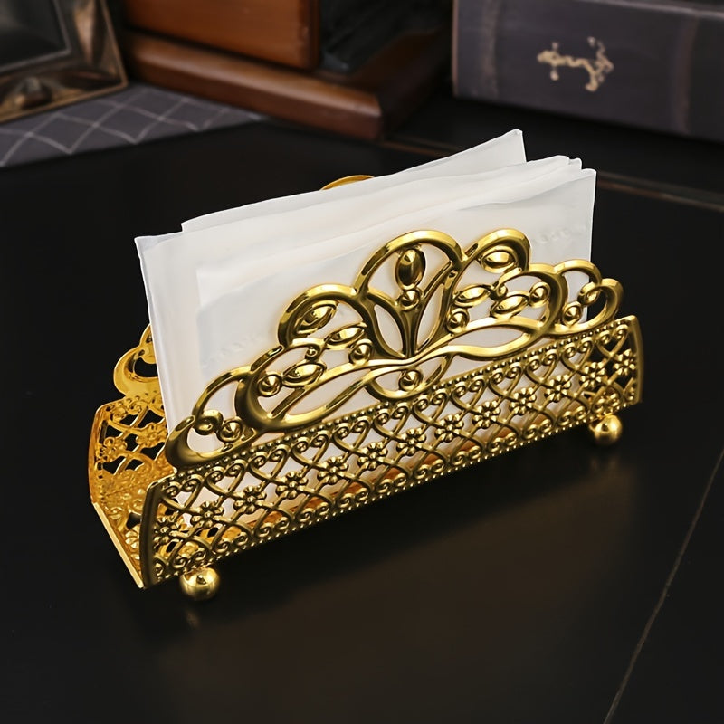 Portanapeles elegante de metal, diseño abierto en forma de abanico, decoración para cocina y mesa comedor, ideal para Ramadán y decoración del hogar