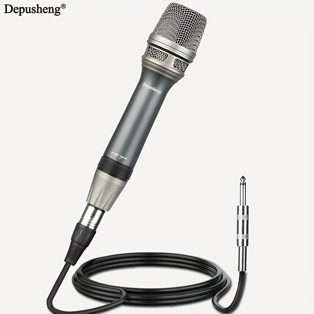 Micrófono vocal dinámico DEPUSHENG C90, profesional de bobina móvil unidireccional, cable de audio XLR, patrón de polaridad cardioides, con función silenciosa, conector de 6,35 mm, para karaoke, videojuegos, videoconferencias, transmisión, grabación