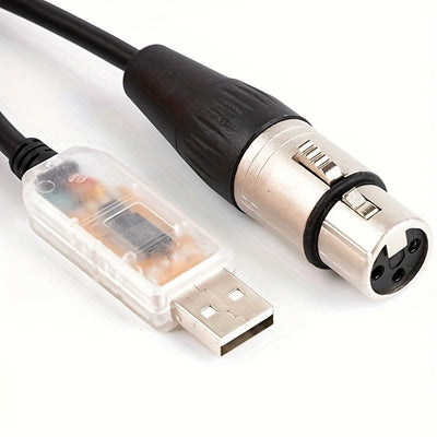Adaptador de interfaz XLR 3 pines a DMX512 USB, compatible con el software Freestyler, para control de iluminación de escenario, controlador de luz, controlador de intensidad, conversor de serie RS485, cable de soporte, compatible con Windows 7/8/10, Mac