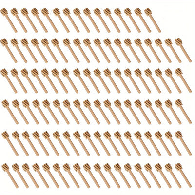 100pcs Mini Cuchara De Madera Para Miel, Mango Largo De Madera Para Miel, Suministros Para Tarros De Miel, Varilla Para Mezclar Té Con Leche, Herramientas Para Postres, Gadget De Cocina