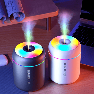 1 humidificador y difusor USB con luz nocturna, ajustable para interiores, alivia garganta seca y dolorida, purifica el aire, ideal para hogar u oficina, humidificador de aire moderno cilíndrico decorativo