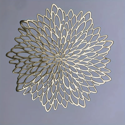 1 Juego De 4/6 Piezas, Manteles Individuales Huecos Metálicos De Vinilo Prensado Para Mesa De Comedor, Centro De Mesa De Boda, Manteles Individuales Decorativos Redondos, Protección De Mesa, Decoración De Mesa De Comedor De Cocina Para El Hogar