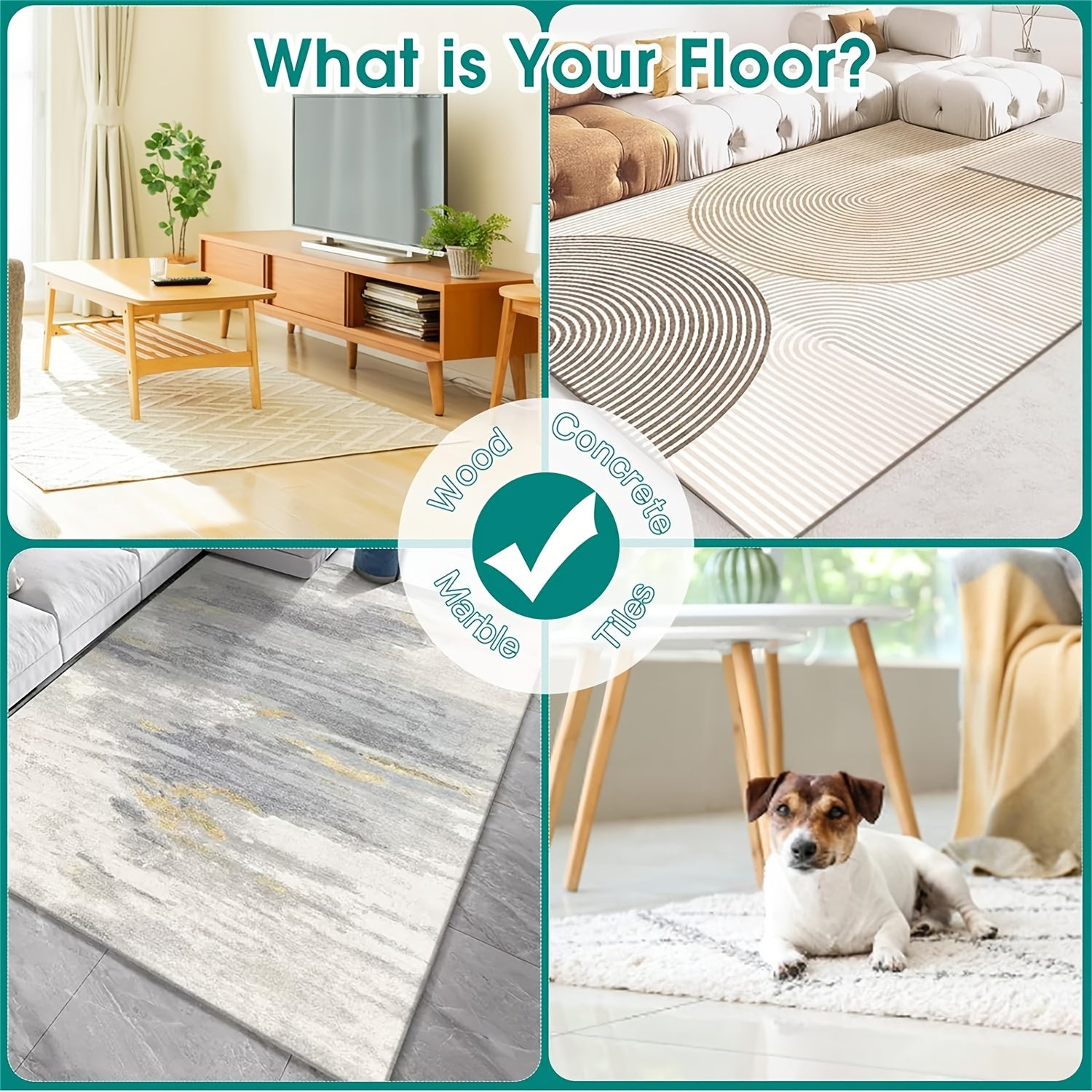 Agarraderas para Alfombras en Suelos de Madera, Cinta Lavable para Alfombras de Área, Almohadillas Antideslizantes para Alfombras en Azulejos y Suelos Laminados, Cinta de Doble Cara para Mantener las Esquinas Planas