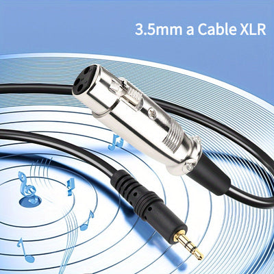 Cable de Audio i-Zclive Premium de 3.5mm a XLR - Macho a Hembra, Cobre Puro Bañado en Oro, Aleación de Zinc y Aluminio, Ideal para Micrófonos y Consolas de Mezcla, Cable Redondo Duradero con Diseño de Notas Musicales