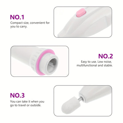 Amoladora y Pulidora de Uñas Eléctrica Portátil - 20000 RPM con Batería Inalámbrica, 5 Cabezales Intercambiables para Manicura, Pedicura, Eliminación de Cutículas en Beige Claro, Diseño Elegante, Accesorios Versátiles