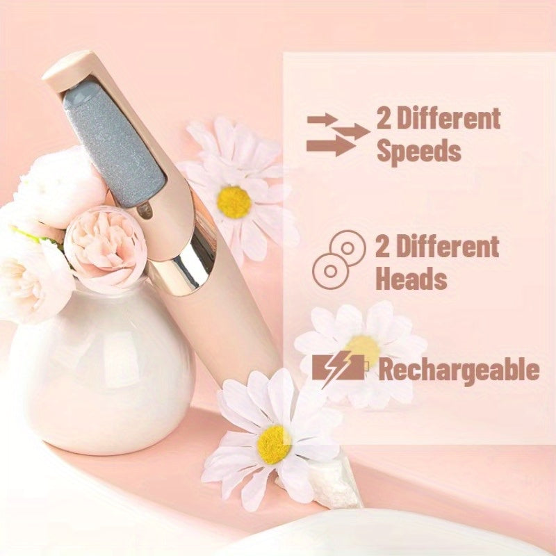 Eliminador Eléctrico de Pies, Herramienta Profesional Recargable y Portátil para Pedicura, Kit de Lima Electrónica para Pies Suaves y Lisos - Regalo Ideal para Pies Duros, Agrietados y Secos en Color Beige Claro