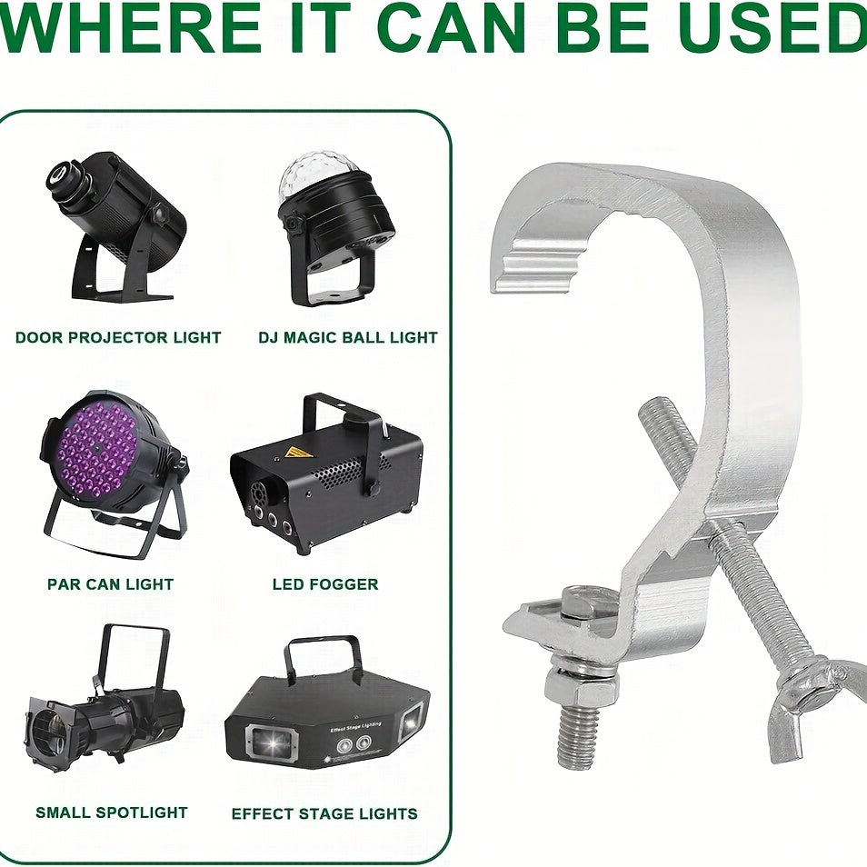 8 piezas de GOTSTAGE, ganchos de luz ajustables de aluminio, soporte de luz portátil duradero con un solo abrochar para 30-52 tubos, luces de cuentas y cordones de 8,8-12 pulgadas, accesorios de iluminación para eventos al aire libre, acabado metálico el