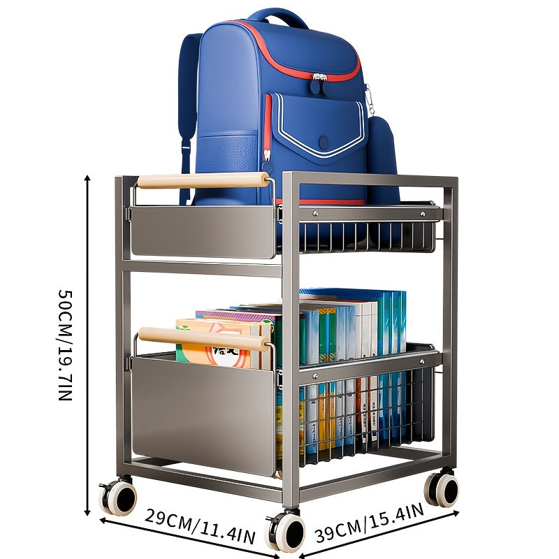 Estante de Almacenamiento para Bolsas de Libros, Carrito Móvil, Estante de Almacenamiento para Libros para Uso Doméstico, Artefacto para Bolsas de Libros Debajo del Escritorio, Polipasto, Armario de Libros