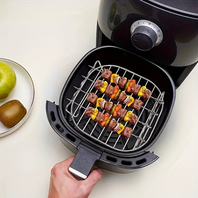 Parilla y Vaporera de Acero Inoxidable Portátil de Doble Cara para Aire Caliente - Parrilla BBQ Exterior con Distribución Uniforme del Calor, Diseño Resistente al Óxido para Jardín, Camping, Eventos - Ideal para Asar, Hornear, Freír, Cocinar al Vapor, Ut
