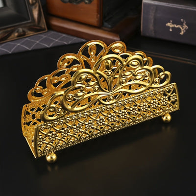 Portanapeles elegante de metal, diseño abierto en forma de abanico, decoración para cocina y mesa comedor, ideal para Ramadán y decoración del hogar