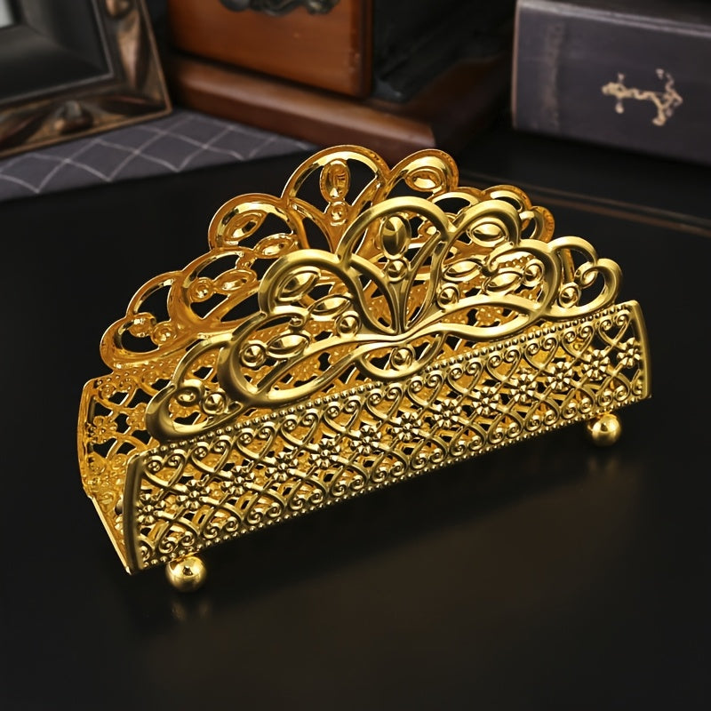 Portanapeles elegante de metal, diseño abierto en forma de abanico, decoración para cocina y mesa comedor, ideal para Ramadán y decoración del hogar
