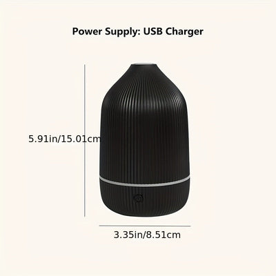 Diseminador de aromaterapia ultrasonico compacto con alimentación USB y función de niebla - Negro, ideal para hogar y oficina, diseminador para hogar, oficina y sala de estar.