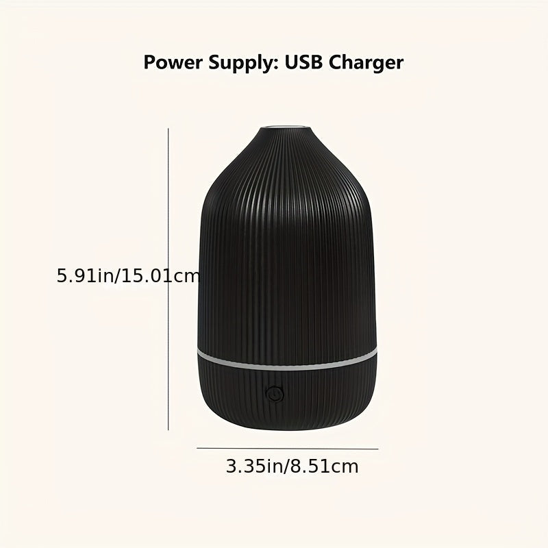 Diseminador de aromaterapia ultrasonico compacto con alimentación USB y función de niebla - Negro, ideal para hogar y oficina, diseminador para hogar, oficina y sala de estar.