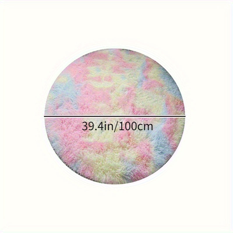1 Pc Alfombra Redonda Arcoíris Esponjosa, Colores Tie Dye, Linda Alfombra De Piso, Alfombra Redonda De Juego Para Niños, Alfombras De Área, Alfombras Suaves Y Esponjosas Para Dormitorio, Sala De Estar, Habitación De Niños, Decoración De Habitaciones, Dec