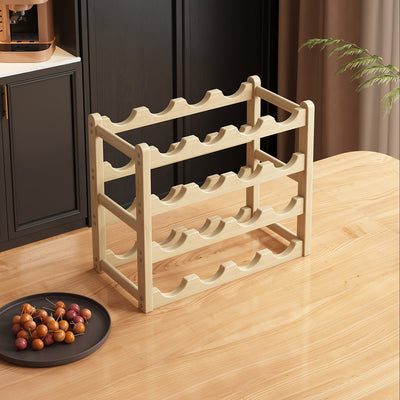 Soporte de Vino Apilable de Bambú de 2 Niveles – Soporte Independiente para Cocina y Hogar, Ahorra Espacio, Fácil Montaje Sin Herramientas, Diseño Moderno para Encimeras y Espacios Pequeños
