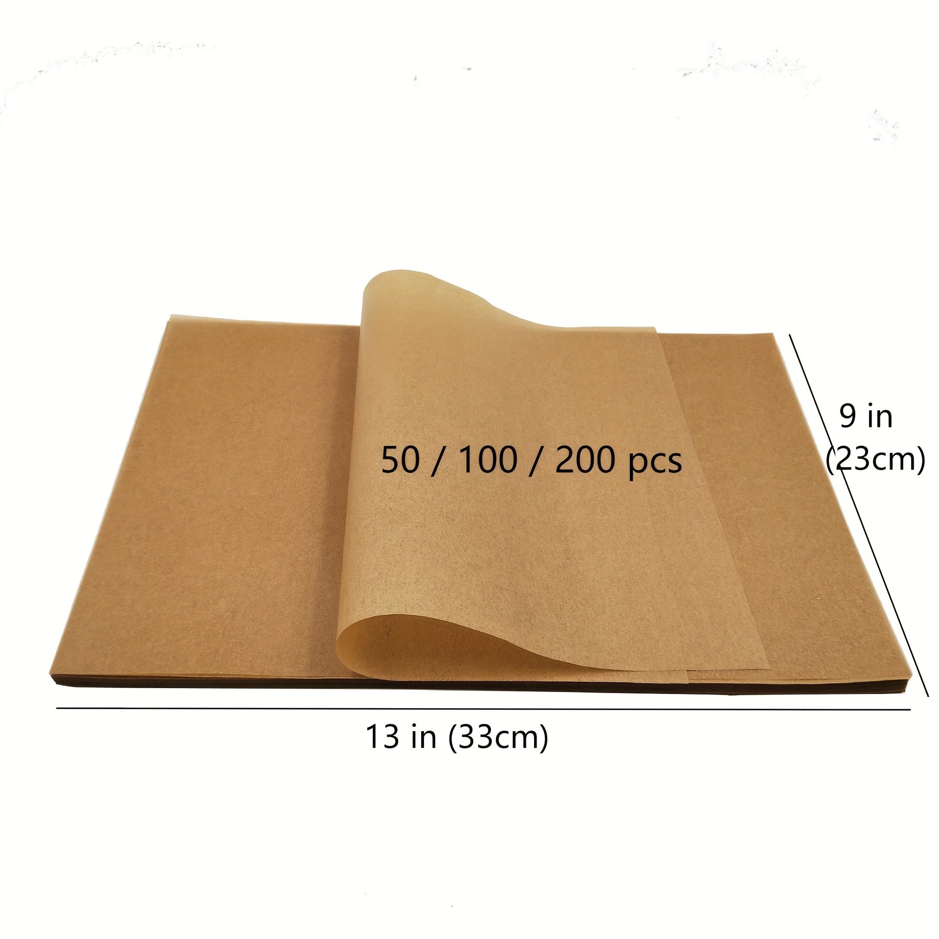 50/100/200 unidades de Papel pergamino para hornear, 22.86 X 33.02 cm, Hojas de pergamino pre-cortadas antiadherentes para hornear, cocinar, asar a la parrilla, freidora de aire y vapor - Sin blanquear, aptas para bandejas de horno medianas Eid Al-Adha M