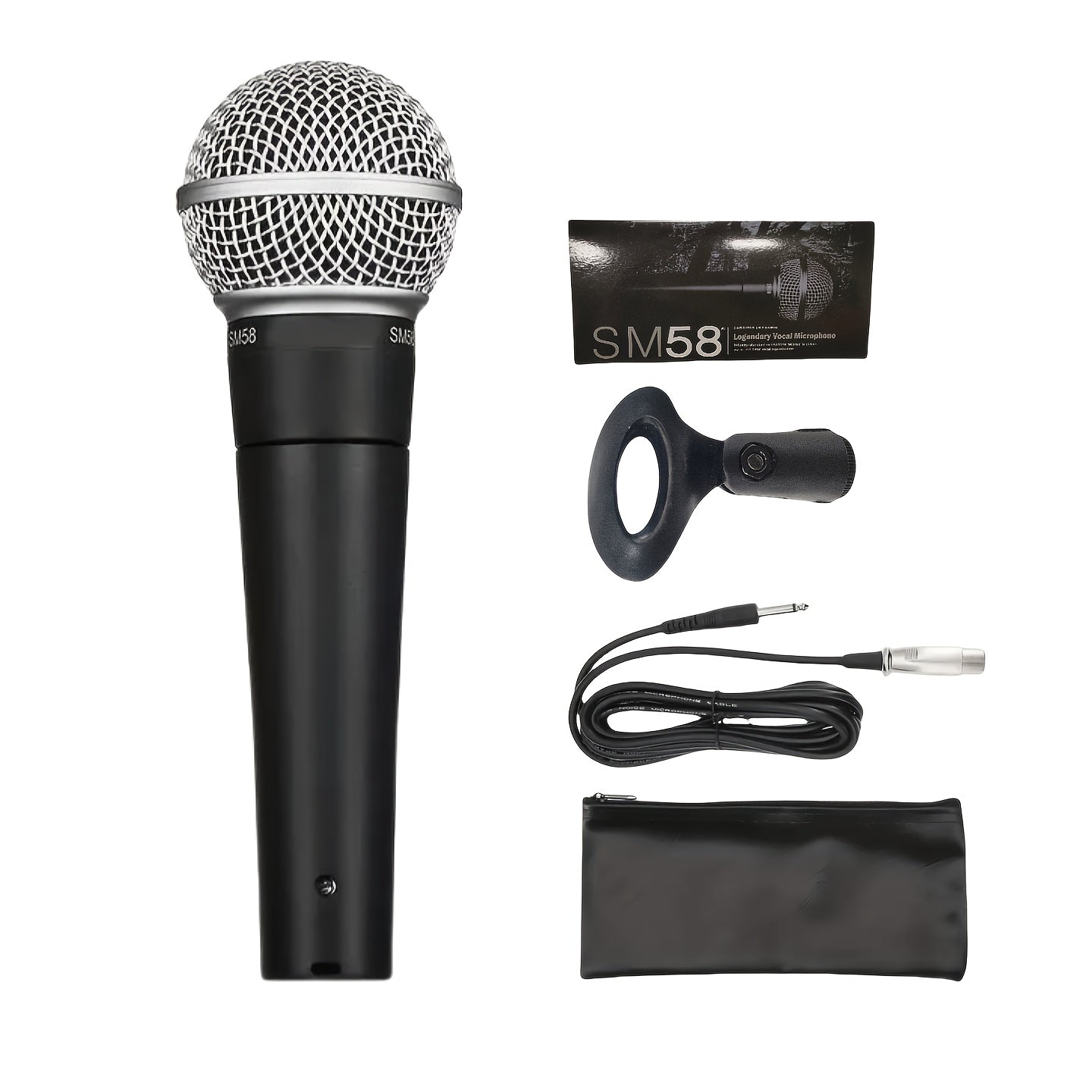 Microfono Profesional SM58 con Captación Direccional en Forma de Corazón - Reducción de Ruido, Construcción Robusta, Compatible con Sistemas PA/Mezcladores - para Actuaciones En Vivo, Grabaciones, Podcasts, Conferencias - Alimentado por DC (36V) - Sin Pi