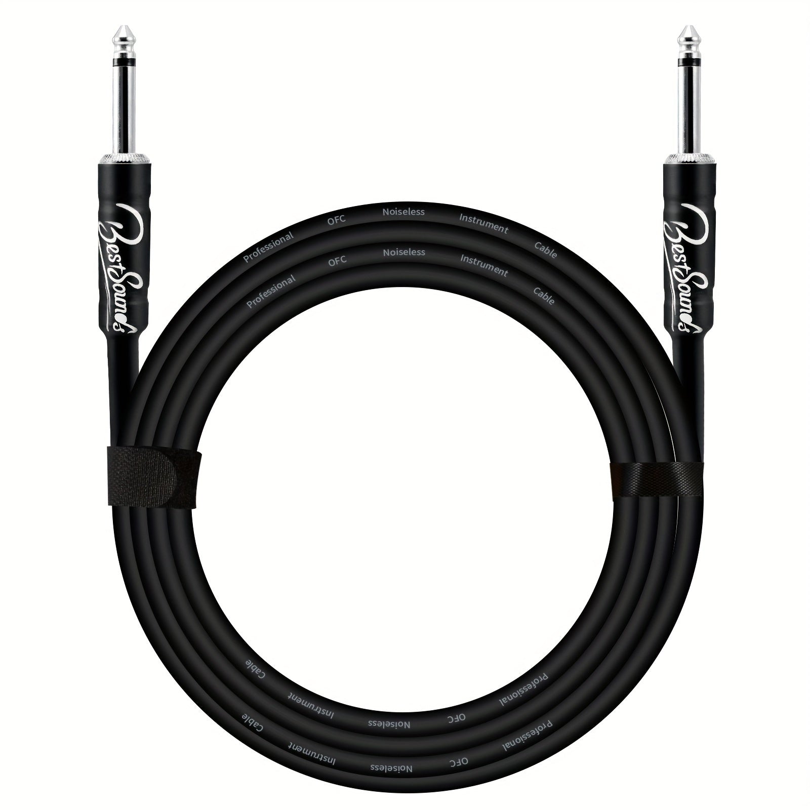 Cable de Guitarra Eléctrica Duradero de 10ft/20ft - Cable de Instrumento Macho a Hembra con Conectores de 1/4", Cable Redondo Flexible para Bajo, Teclado y Amplificador de Audio - Negro con Bandas de Goma Organizadoras, Accesorios para Guitarra Eléctrica
