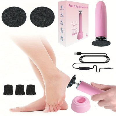 Exfoliador Eléctrico de Pies Compacto con USB - Eliminador de Cutículas Beige Suave para Uso en Casa y Salones de Belleza