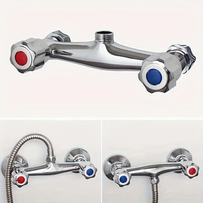 Mezclador de ducha doble contemporáneo, válvula cromada montada en pared, con control de agua fría y caliente, estructura de cobre duradera, instalación fácil, superficie cromada elegante, actualización de baño de alta calidad