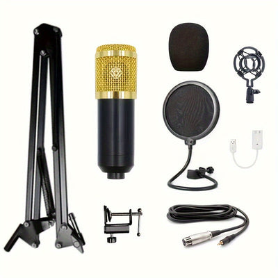 Micrófono profesional capacitivo de estudio, calidad de grabación para cantar y podcast, tecnología de audio de alta definición, ideal para juegos, canto y podcasting