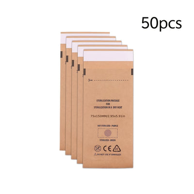 Bolsas de esterilización para el cuidado de las uñas de 50 piezas - Auto-sellables, esterilizadas a alta temperatura EO y vapor, inodoras, seguras y no tóxicas, diseño portátil y de ahorro de espacio para herramientas y accesorios de manicura y pedicura