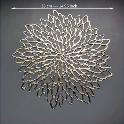 1 Juego De 4/6 Piezas, Manteles Individuales Huecos Metálicos De Vinilo Prensado Para Mesa De Comedor, Centro De Mesa De Boda, Manteles Individuales Decorativos Redondos, Protección De Mesa, Decoración De Mesa De Comedor De Cocina Para El Hogar