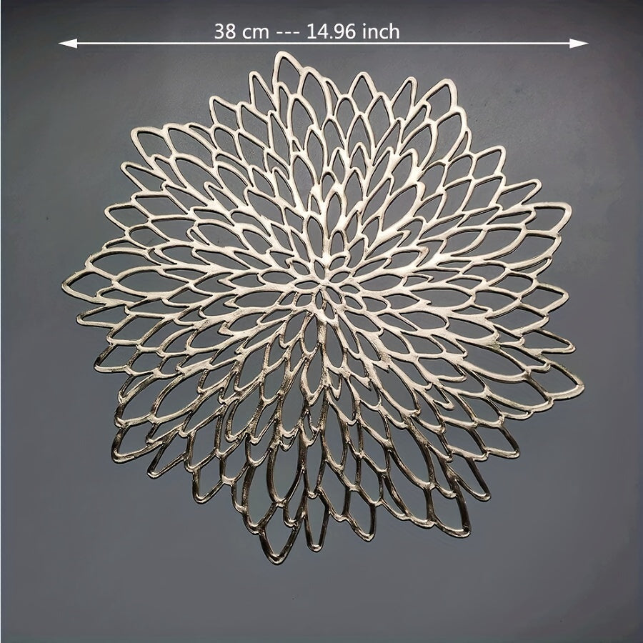1 Juego De 4/6 Piezas, Manteles Individuales Huecos Metálicos De Vinilo Prensado Para Mesa De Comedor, Centro De Mesa De Boda, Manteles Individuales Decorativos Redondos, Protección De Mesa, Decoración De Mesa De Comedor De Cocina Para El Hogar