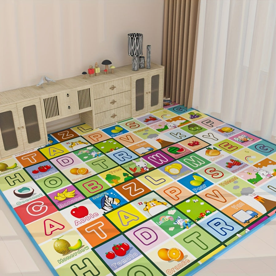 Alfombra gruesa para picnic, grande e impermeable, resistente a la arena y al calor, plegable y portátil, para playa, camping y hogar, con diseño de alfabeto colorido