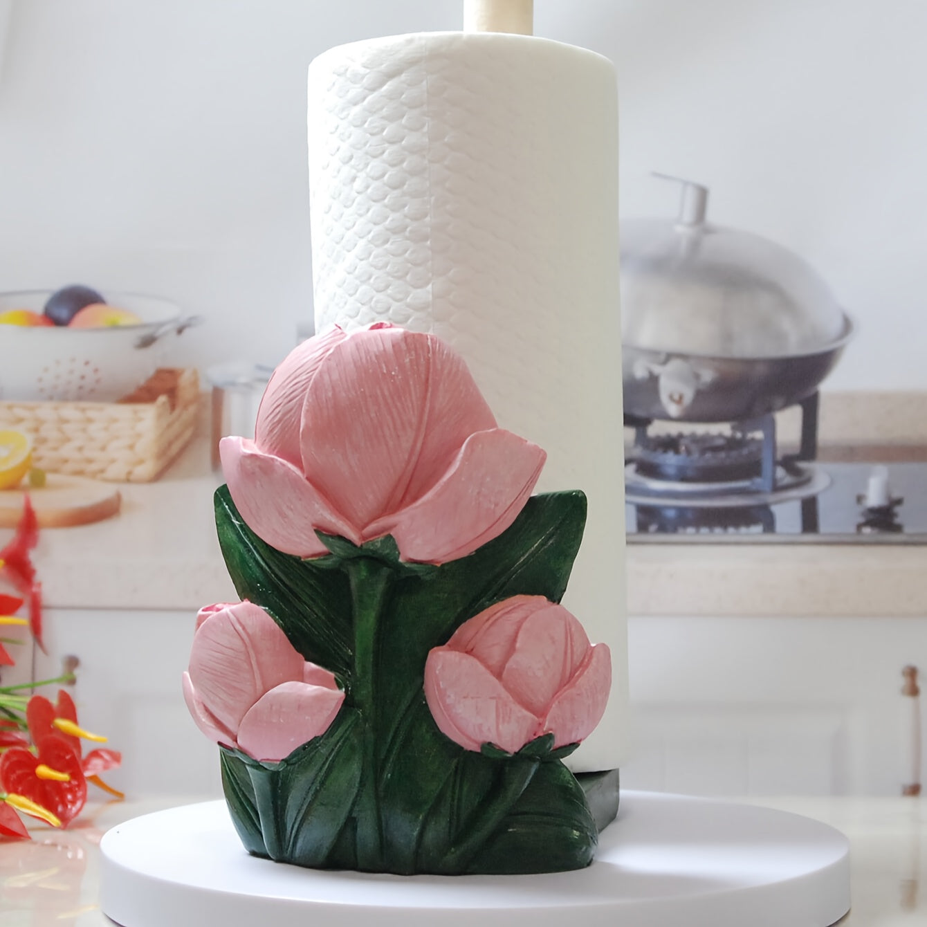 Elegante Porta Pañuelos de Resina con Forma de Capullo de Flor - Independiente, Diseño Sobre la Lata para Decoración de Baño