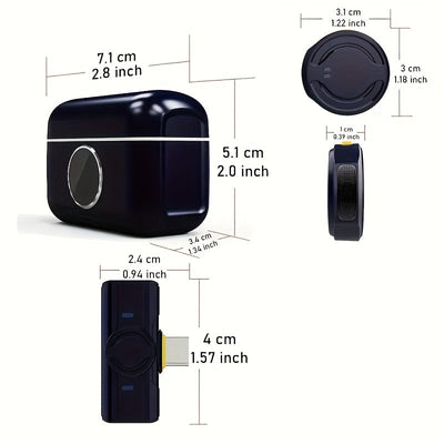 Microfono sin varillas de Solapa Q81 con Absorción Magnética de Doble Cara y Reducción de Ruido 2.4G, Carga Tipo-C, Diseño Ligero y Compacto para Transmisiones en Vivo, Reuniones de Vídeo, YouTube/TikTok - Micrófono Portátil de Alta Estética, Videoconfer