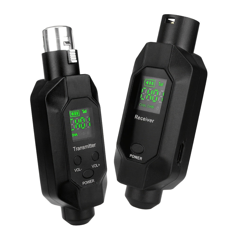 Sistema inalámbrico de micrófono XLR, transmisor y receptor de 2.4 GHz, adaptador inalámbrico recargable para micrófono dinámico y mezclador de audio