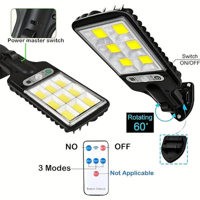 6 paquetes de lámpara solar exterior 108COB con detector de movimiento, luz de jardín, iluminación LED exterior con energía solar, luz solar para calle con sensor de movimiento