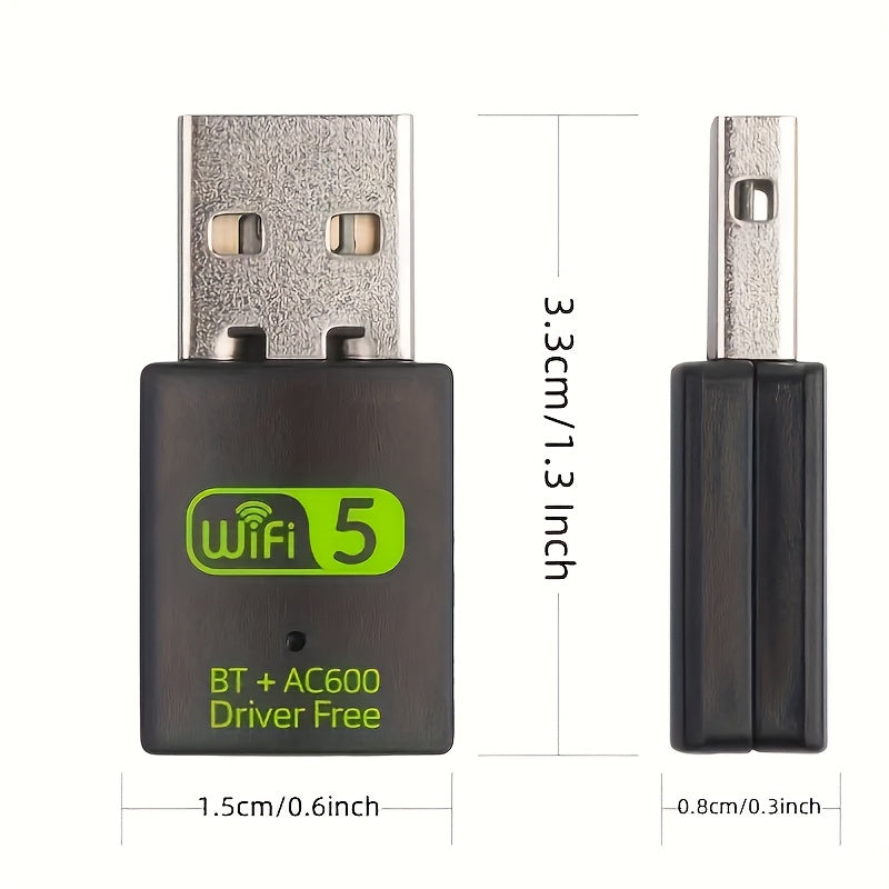 Adaptador WiFi USB Doble Banda 2.4G/5G Tarjeta Inalámbrica LAN, Conectar y Usar sin Controladores, Adecuado para Escritorios y Portátiles, Compatible con Windows XP/Vista/7/8/10/11, Sin Requiere Batería, Conexión USB, Control de Aplicaciones, Voltaje de