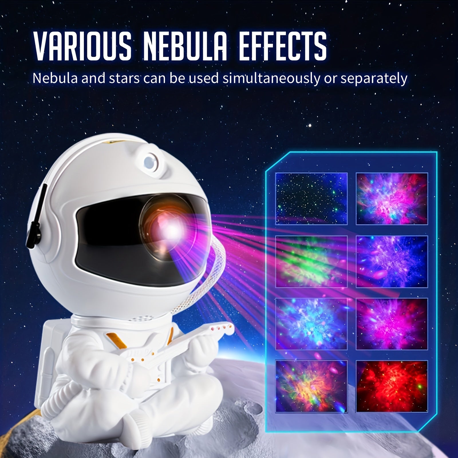 Proyector de Luz Nocturna [Brillo Sereno] Innosinpo Astronauta para Galaxia y Estrellas - 16 Colores Vibrantes, LED Alimentado por USB, Control Remoto, Ideal para Cumpleaños, Día de San Valentín, Regalos de Navidad - Blanco, Material de PC