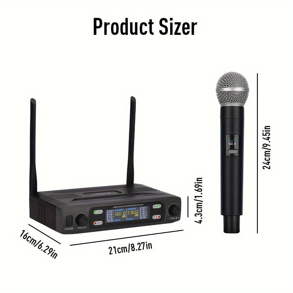 Sistema de micrófonos inalámbricos dual profesional LMBGM con receptor portátil - Conector XLR, control de volumen, ideal para karaoke en casa, presentaciones en vivo y regalos, micrófono inalámbrico portátil | Herramienta de audio versátil | Micrófono d