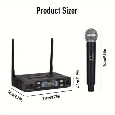 Sistema de micrófonos inalámbricos dual profesional LMBGM con receptor portátil - Conector XLR, control de volumen, ideal para karaoke en casa, presentaciones en vivo y regalos, micrófono inalámbrico portátil | Herramienta de audio versátil | Micrófono d