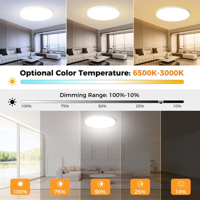 Luz LED empotrada para techo de 30.48 cm con control remoto - Opciones de iluminación cálida y fría ajustable, 3000K-6500K, modo día a noche, fácil instalación para cocina, pasillo, sala - Acabado mate elegante, iluminación con control remoto | Luz de te